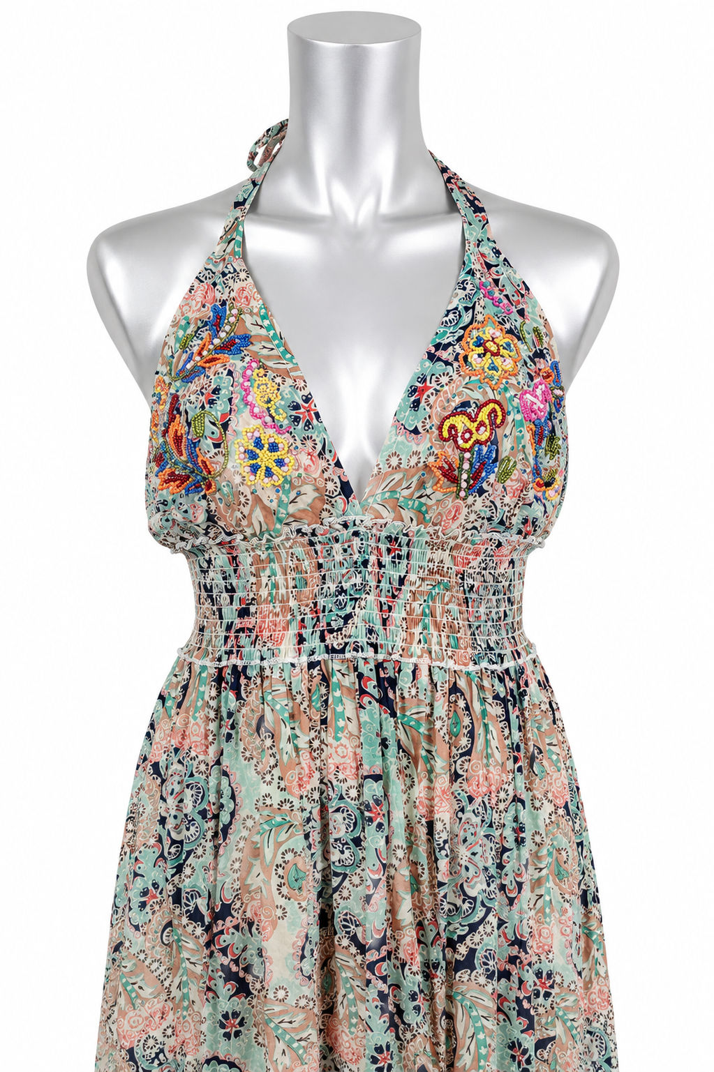 The Maribelle Beaded Halter Maxi Dress