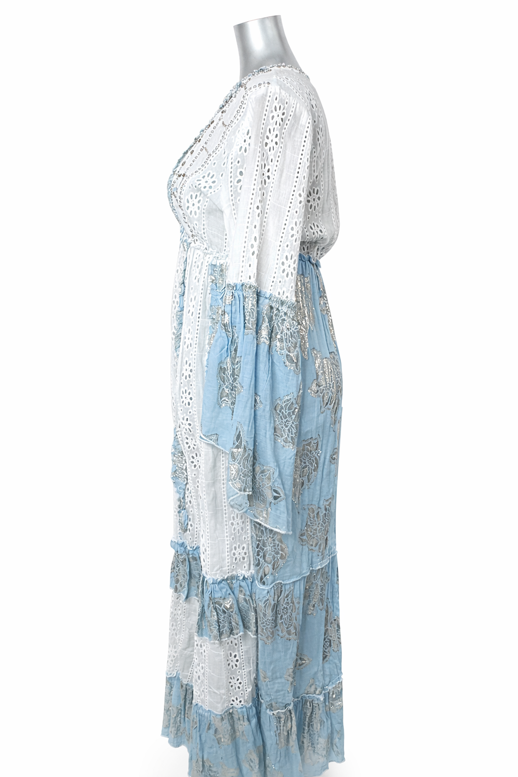 Azure Whisper Eyelet Midi Dress