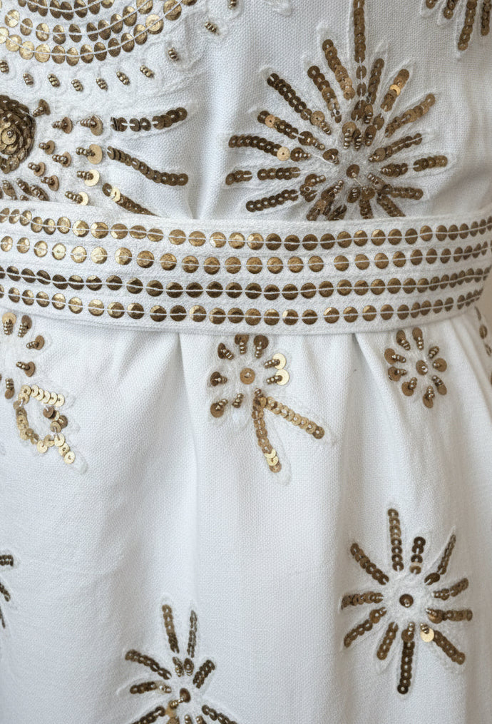 Gilded Solstice Hand-Embellished Canvas Coat