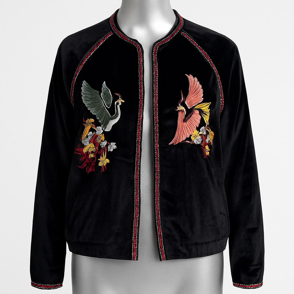 Midnight Crane Velvet Jacket