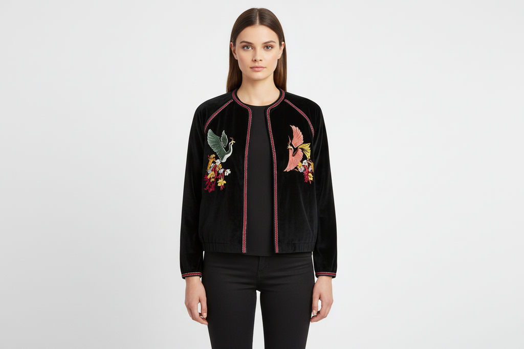 Midnight Crane Velvet Jacket