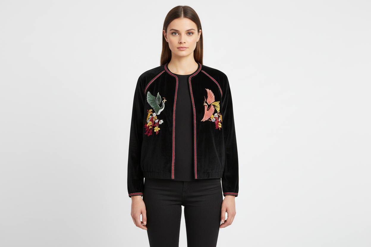 Midnight Crane Velvet Jacket