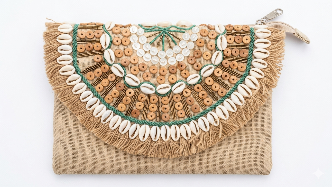 Seaside Muse Embellished Fringe Clutch