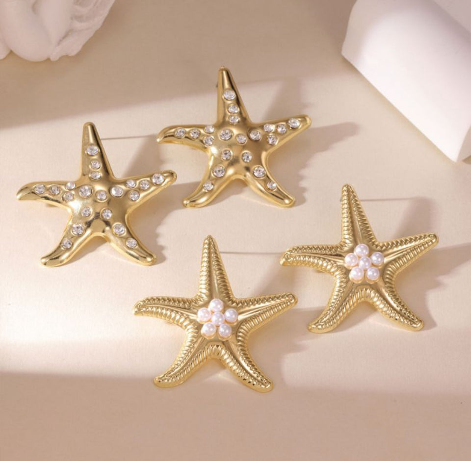 Golden Starfish Elegance Earrings