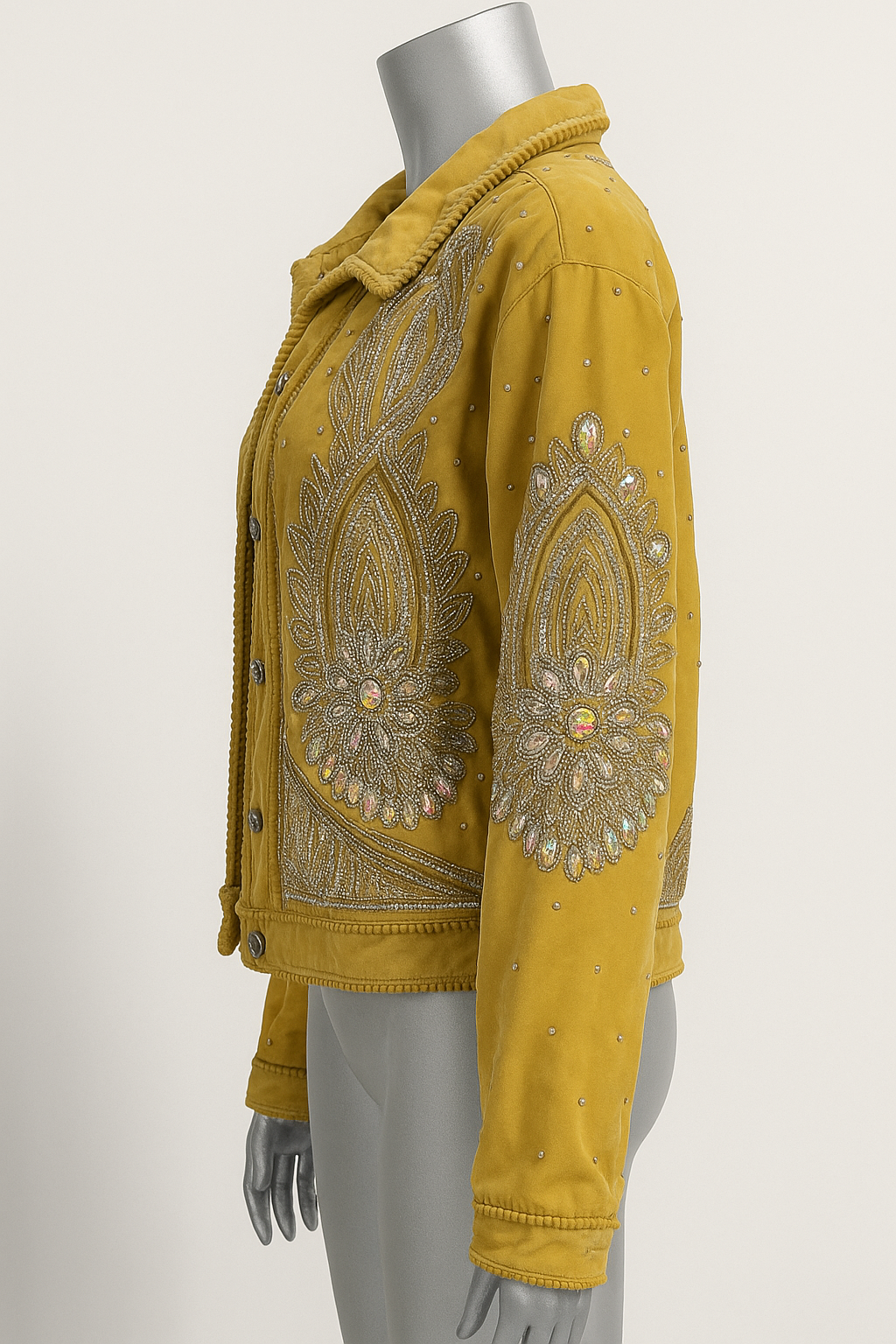 Golden Marigold Velvet-Touch Embellished Jacket
