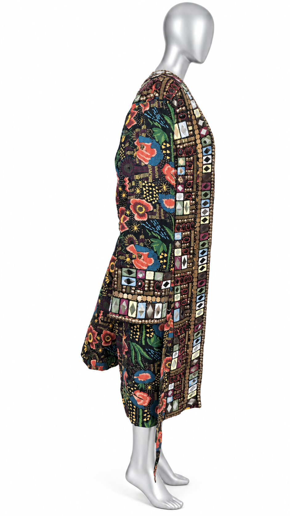 Midnight Mosaic Hand-Embellished Quilted Coat