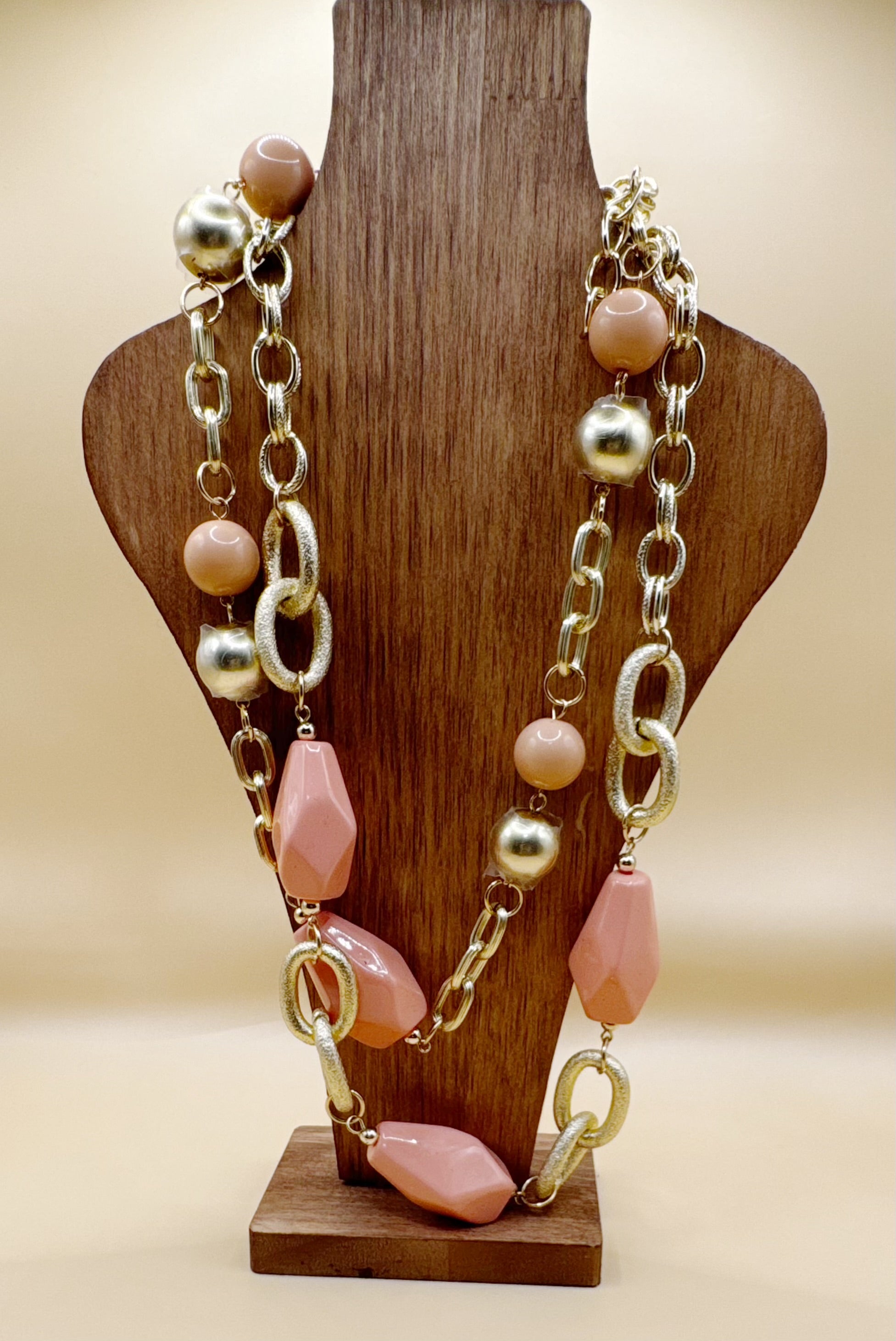 Coral Sunstone Chain Necklace