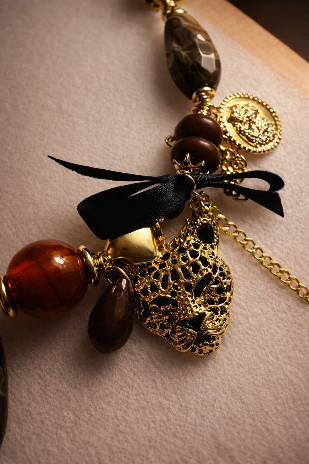 Golden Onyx Panther Statement Jewelry Set