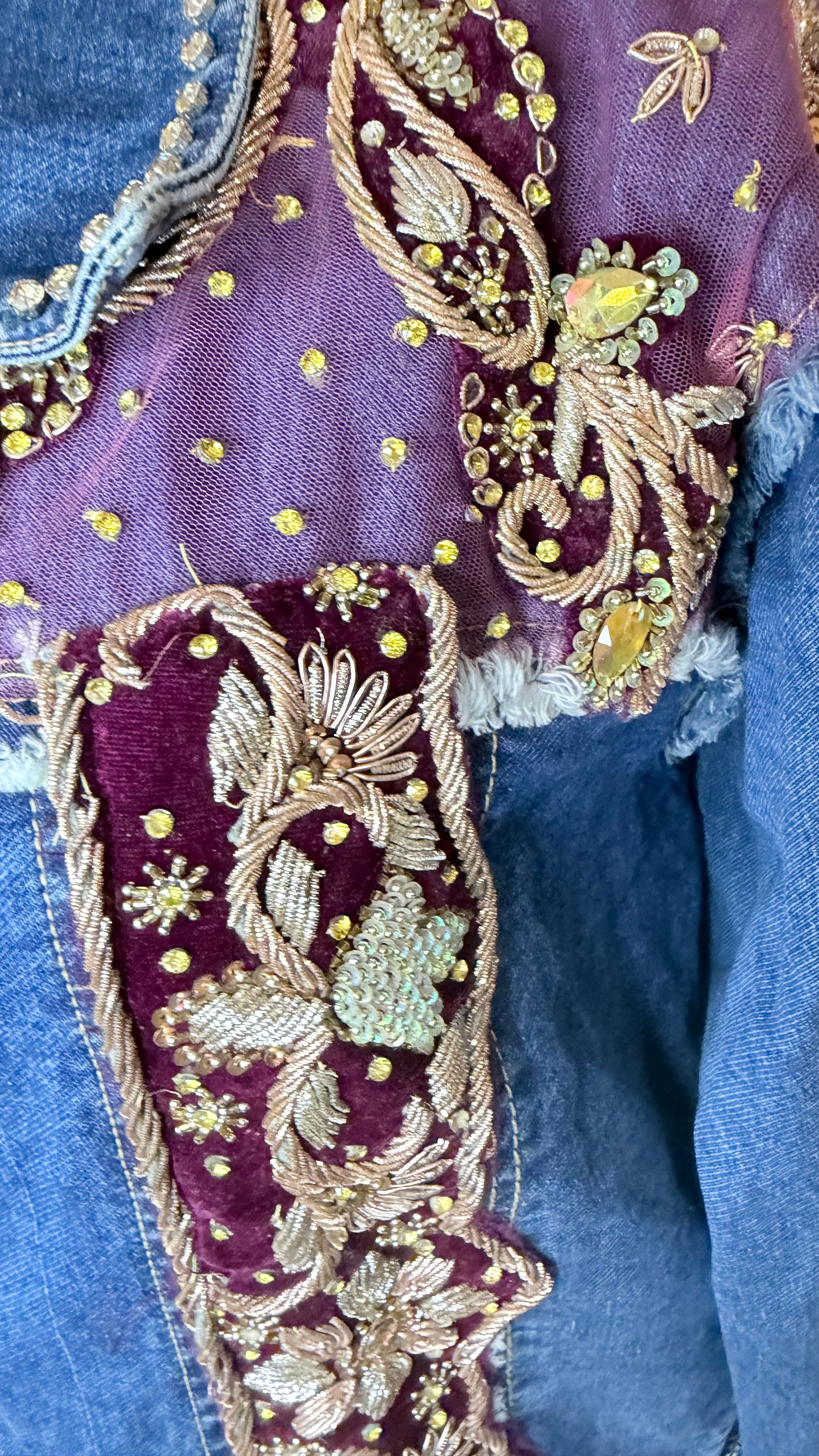 Bordeaux Royale Embellished Denim Jacket