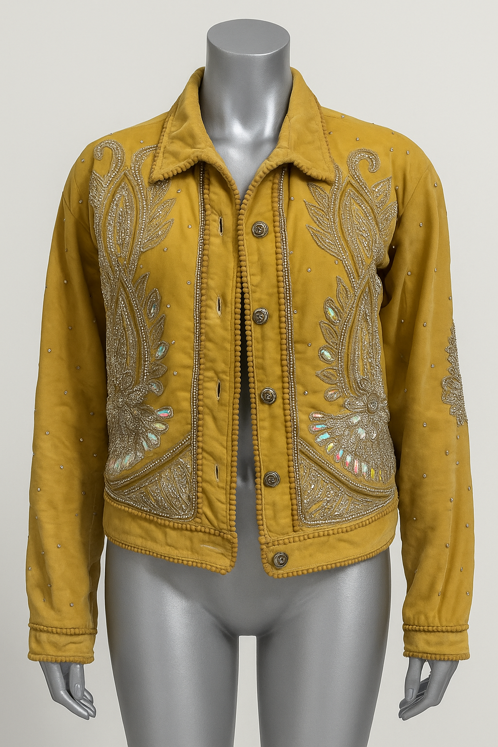 Golden Marigold Velvet-Touch Embellished Jacket