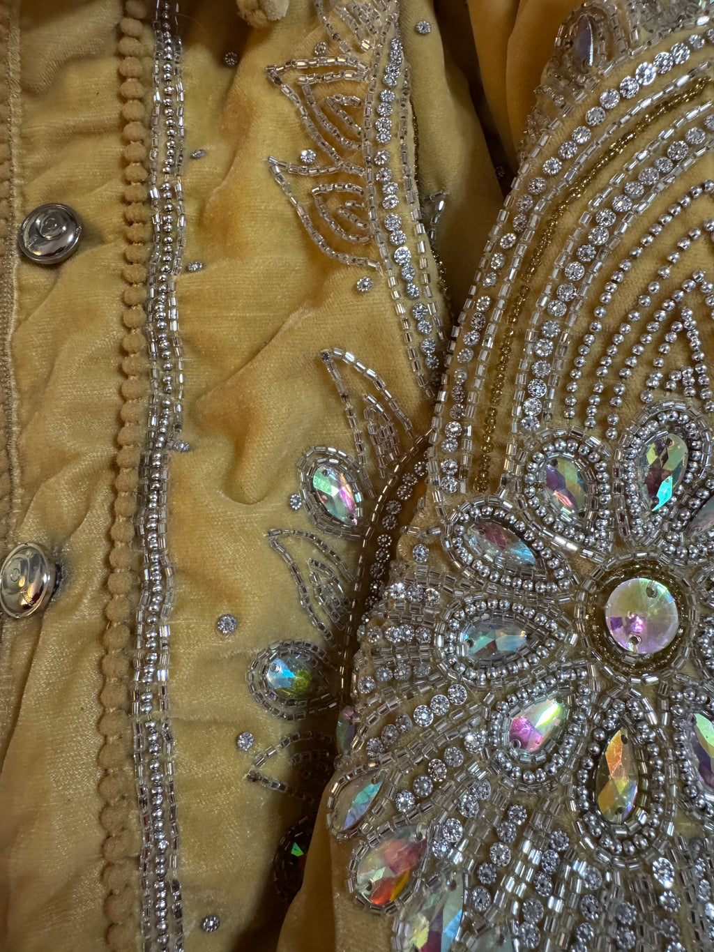 Golden Marigold Velvet-Touch Embellished Jacket