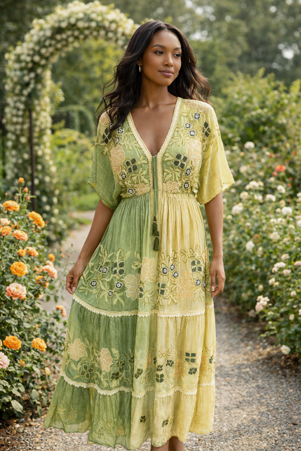 Cream-a Pistachio Maxi Dress