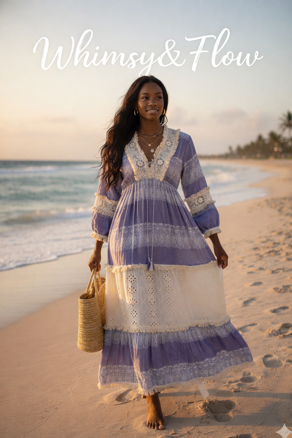 Lavender Lattice Kaftan Dress