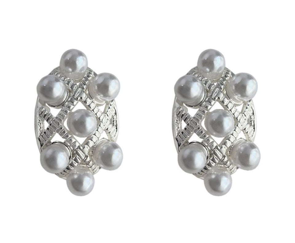 Lattice Pearl Cluster Earrings