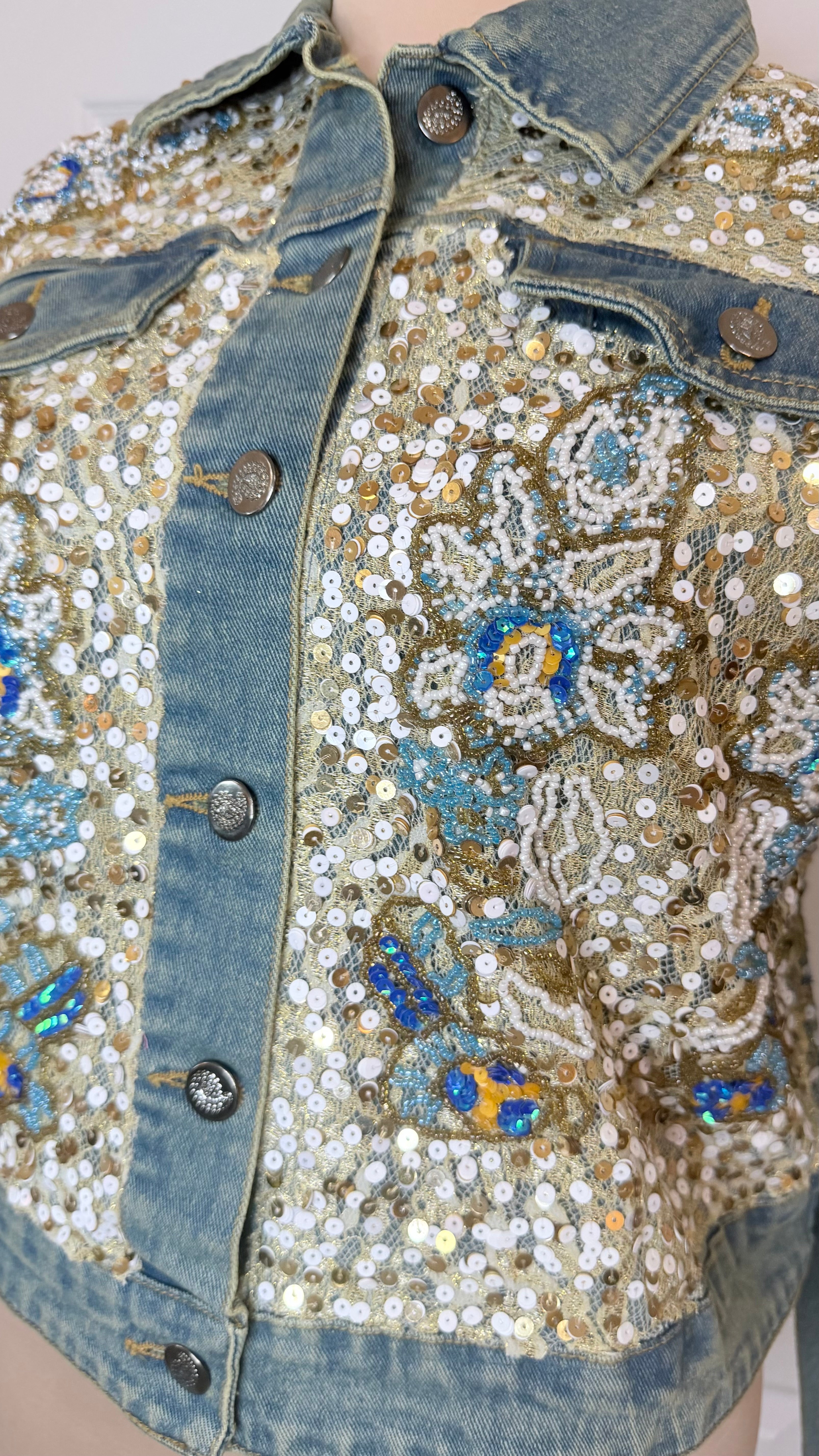 Celestial Tide Embellished Denim Jacket