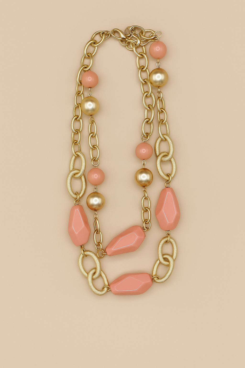 Coral Sunstone Chain Necklace