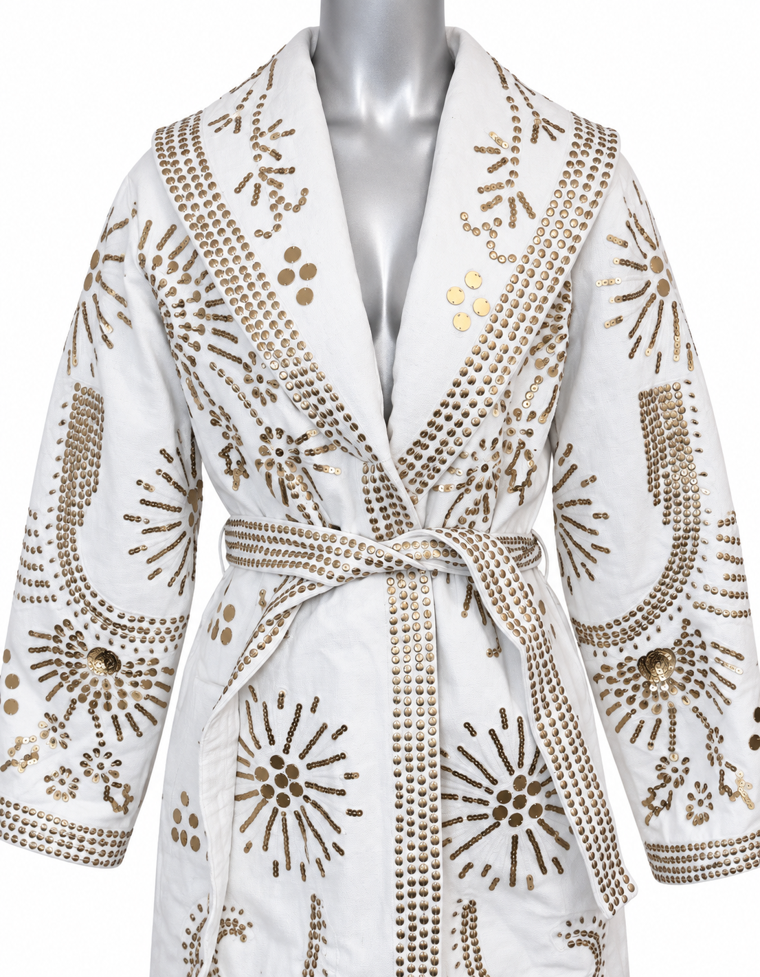 Gilded Solstice Hand-Embellished Canvas Coat