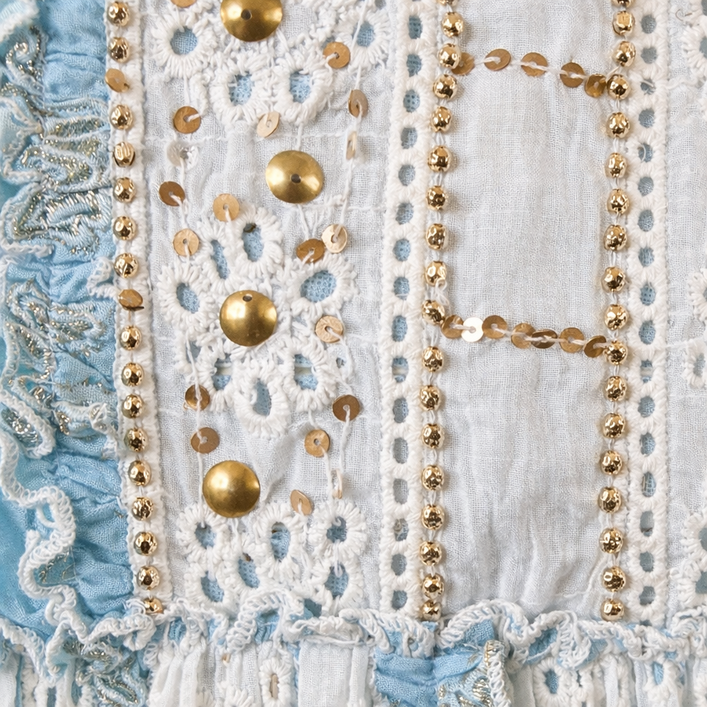 Azure Whisper Eyelet Midi Dress