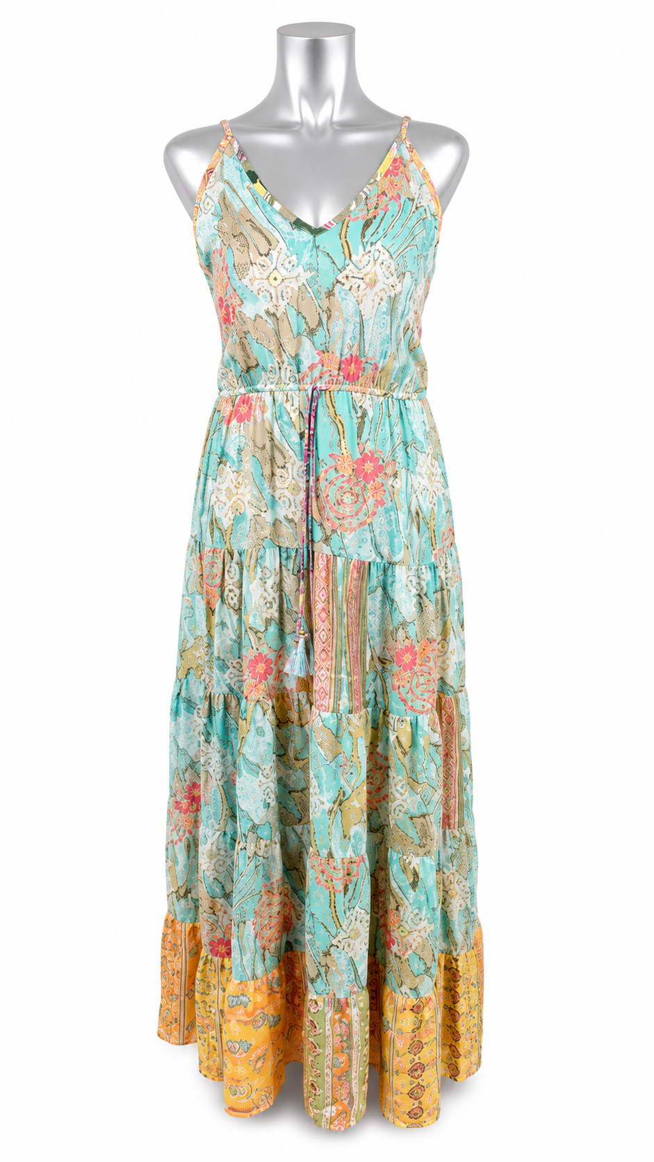 Golden Tide Silk Maxi Dress