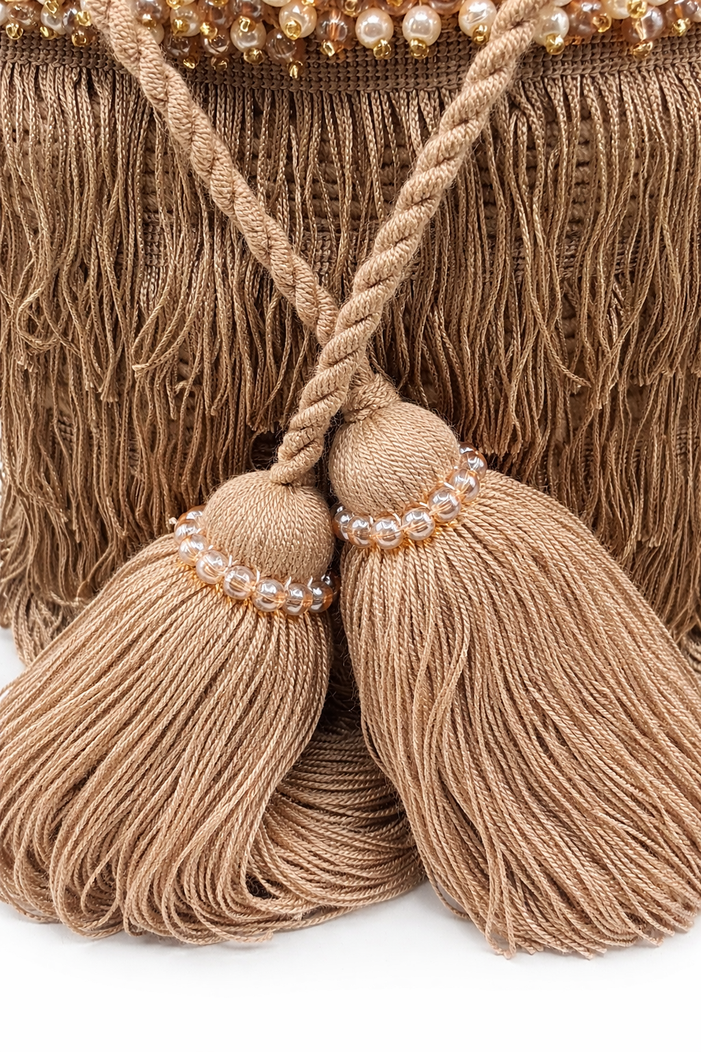 Golden Dune Fringe Bucket Bag