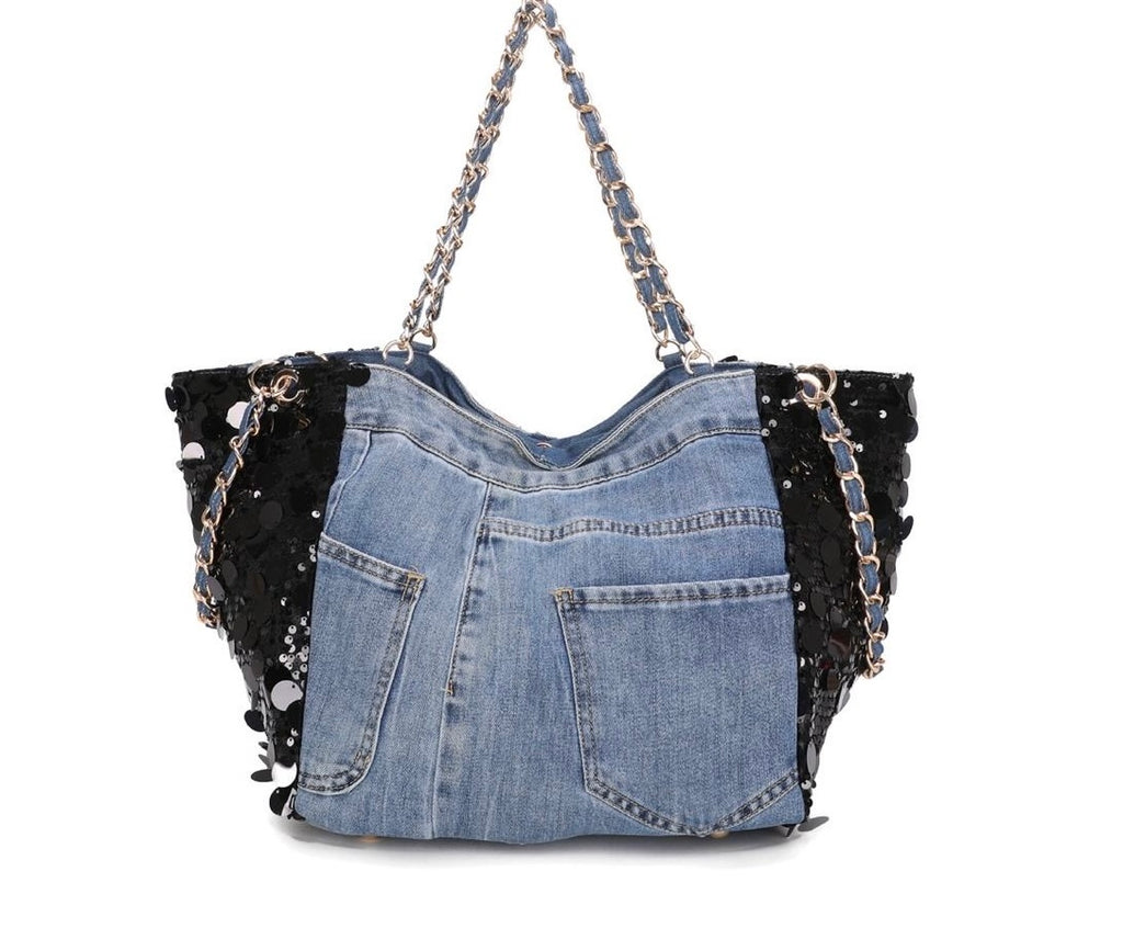 Denim Diva Sequin Tote