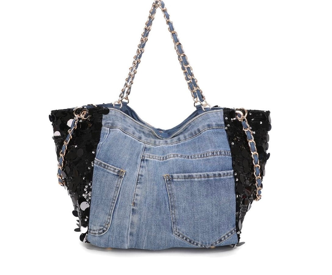 Denim Diva Sequin Tote