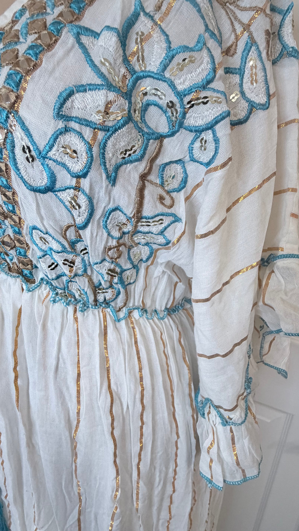 Azure Solara Embroidered Maxi Dress