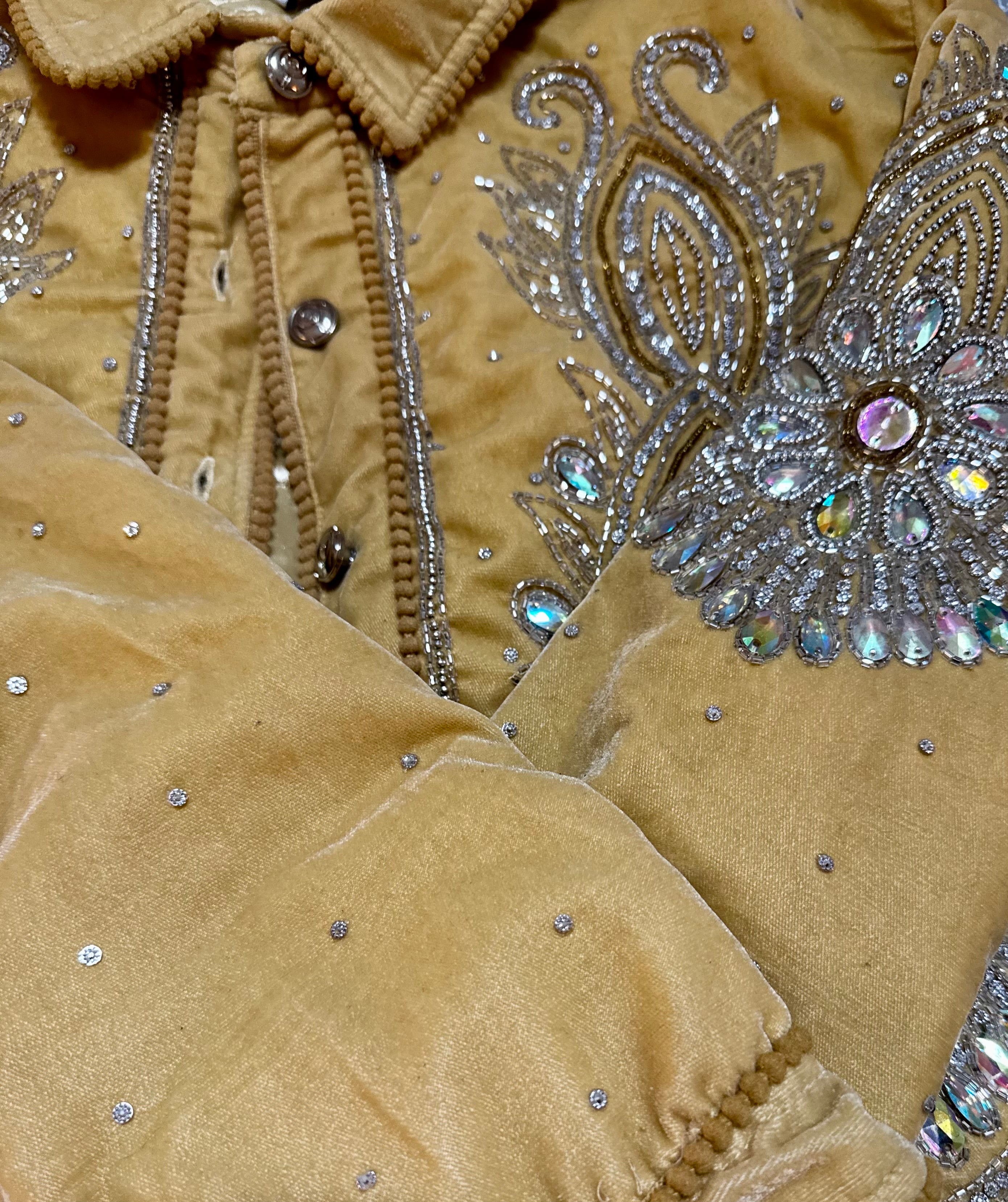 Golden Marigold Velvet-Touch Embellished Jacket