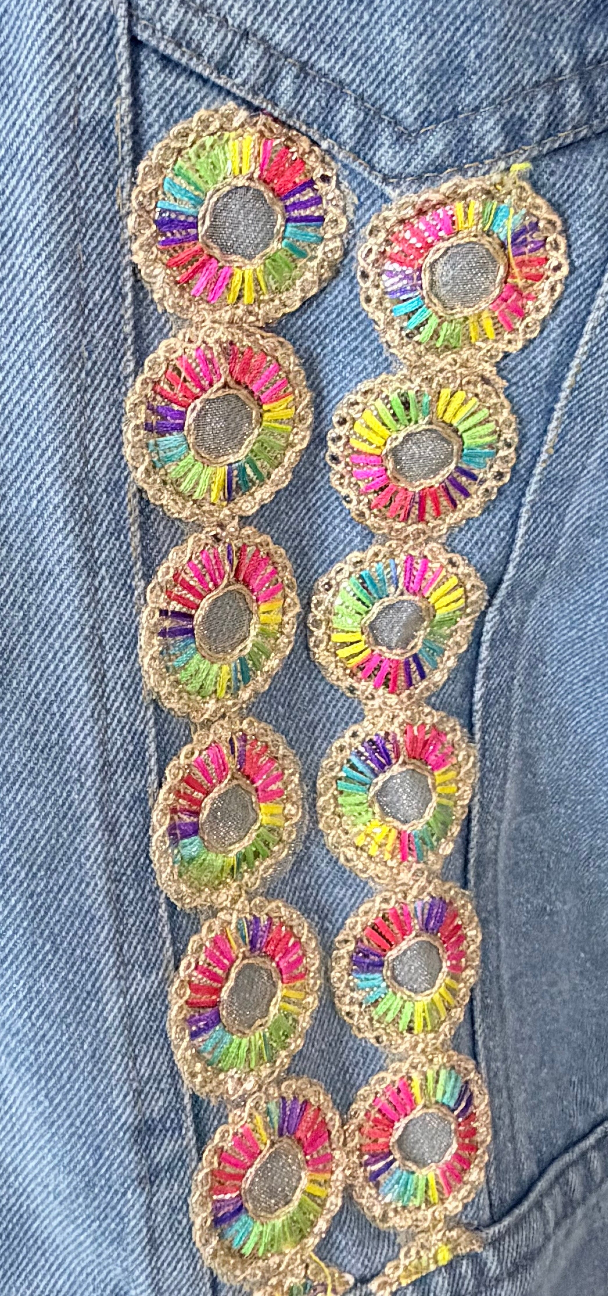 Whimsy Bloom Embellished Denim Jacket