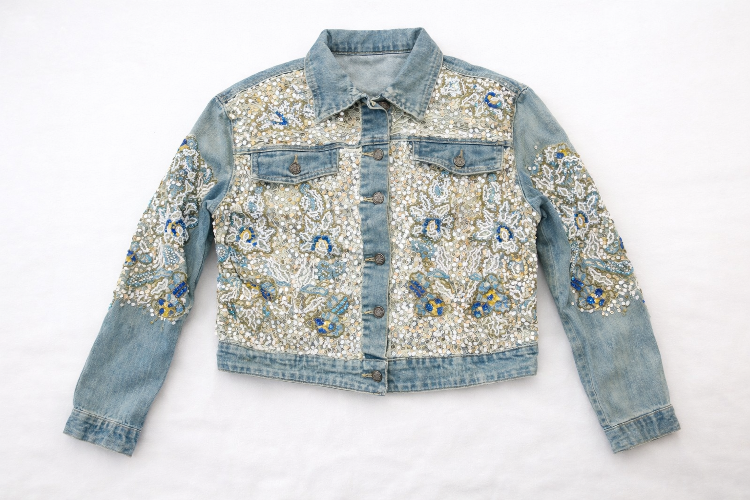 Celestial Tide Embellished Denim Jacket
