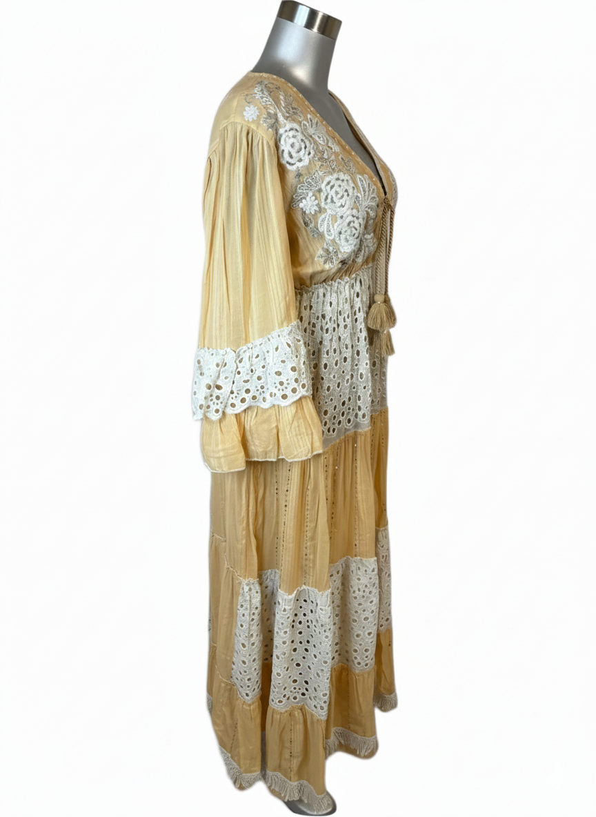 Golden Meadow Lace Maxi Dress