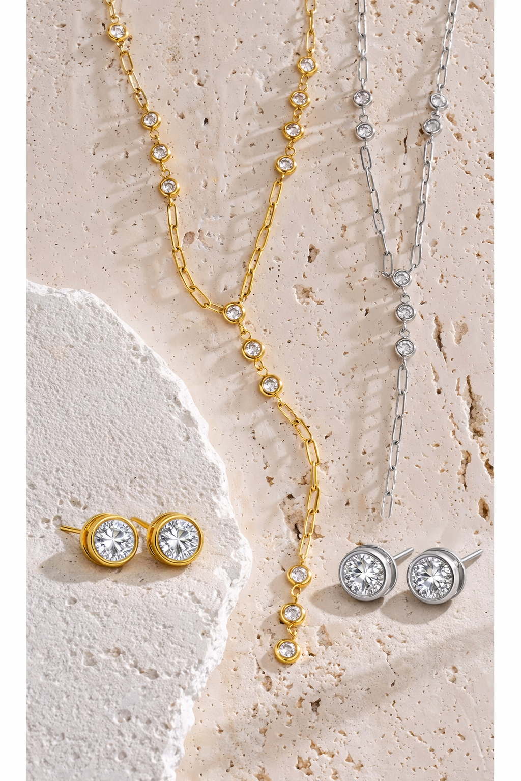 Luna Bezel Jewelry Set - Hand-polished Stainless Steel