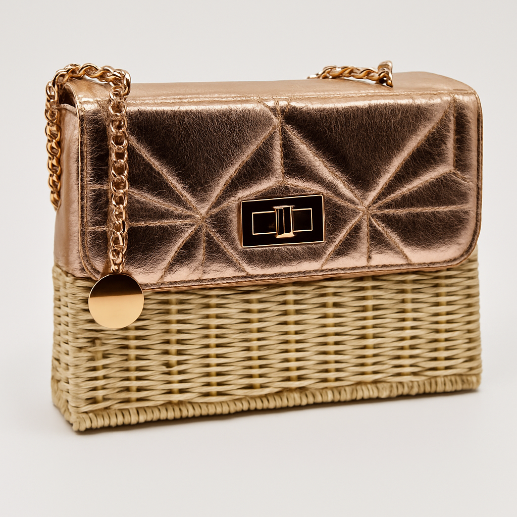Golden Woven Luxe Satchel