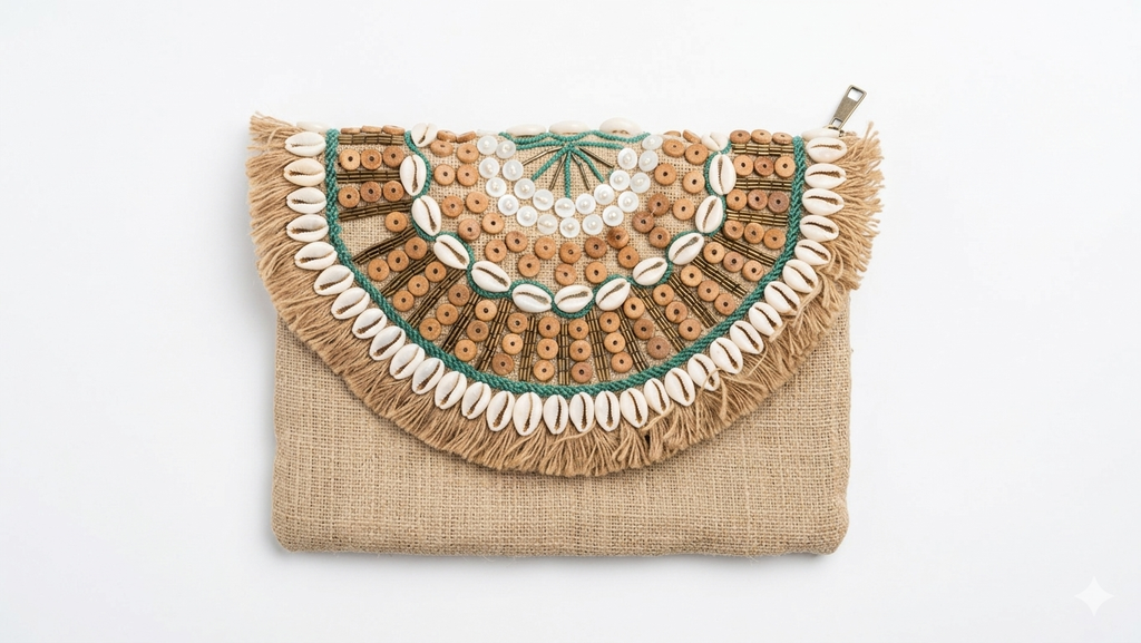 Seaside Muse Embellished Fringe Clutch