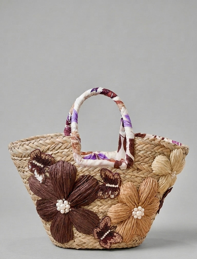 Mariposa Bloom Straw Tote