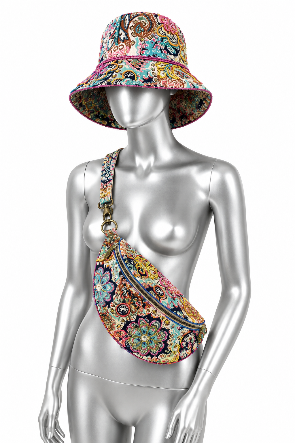 Bohemian Bloom Convertible Hat & Crossbody Set