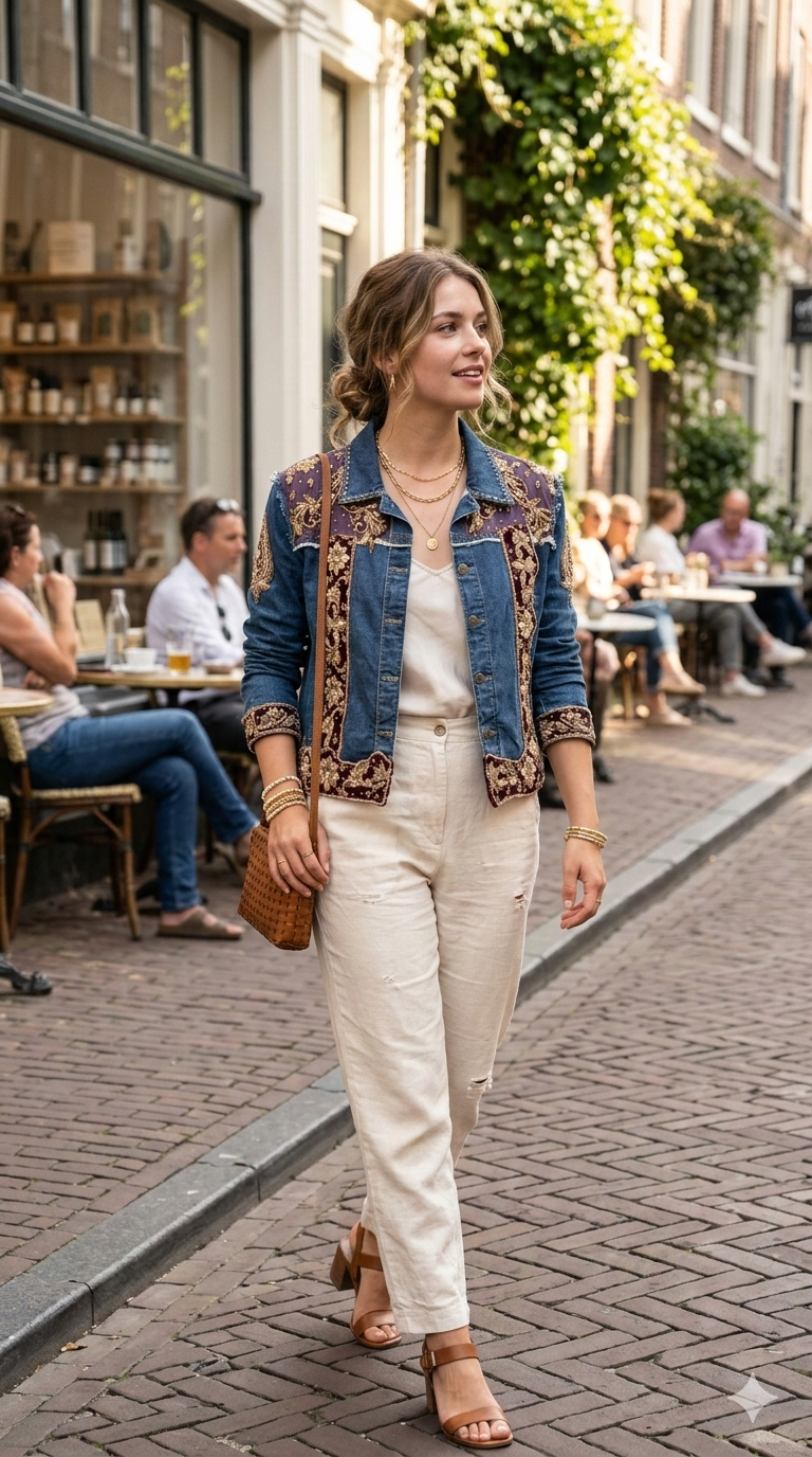 Bordeaux Royale Embellished Denim Jacket