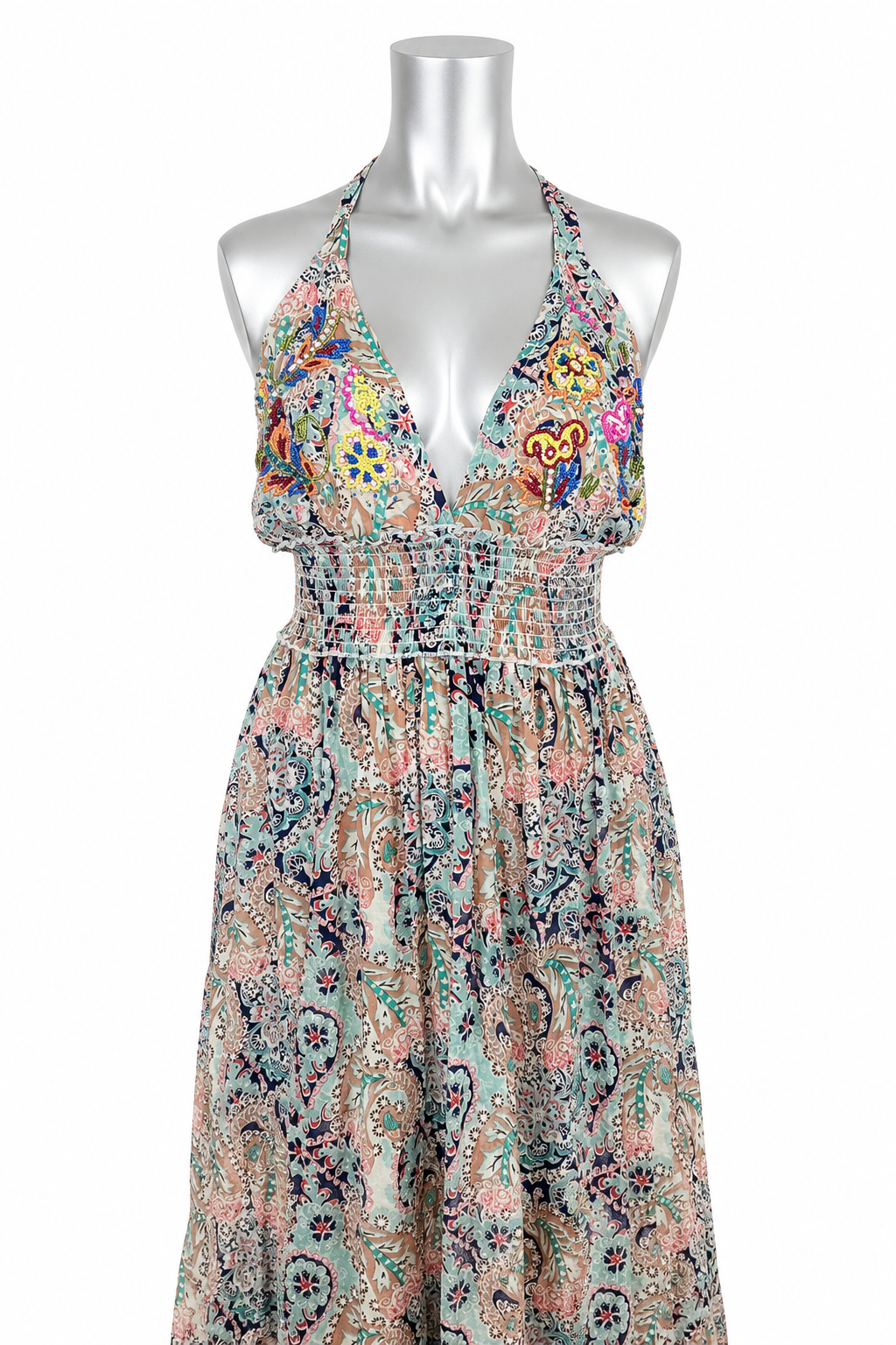 The Maribelle Beaded Halter Maxi Dress