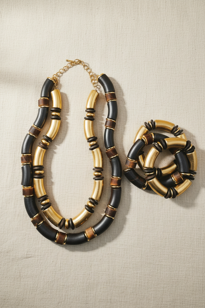 Amani Double-Strand Necklace & Bracelet Set