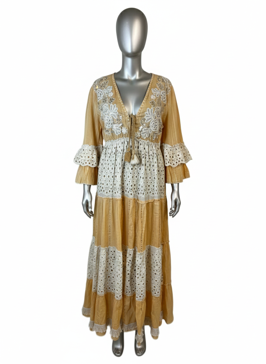 Golden Meadow Lace Maxi Dress