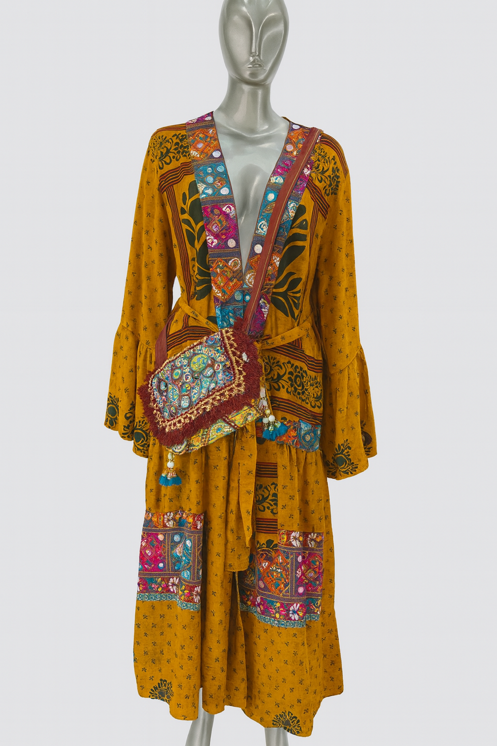 Amber Mosaic Kaftan & Clutch Set