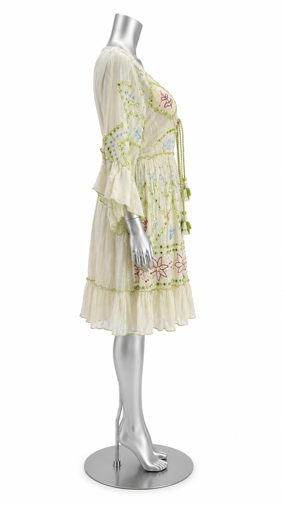 Lime Blossom Mirror Embellished Tunic Dress