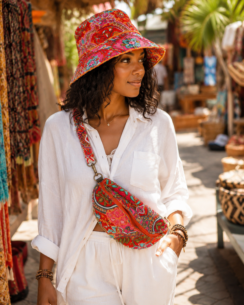 Bohemian Bloom Convertible Hat & Crossbody Set