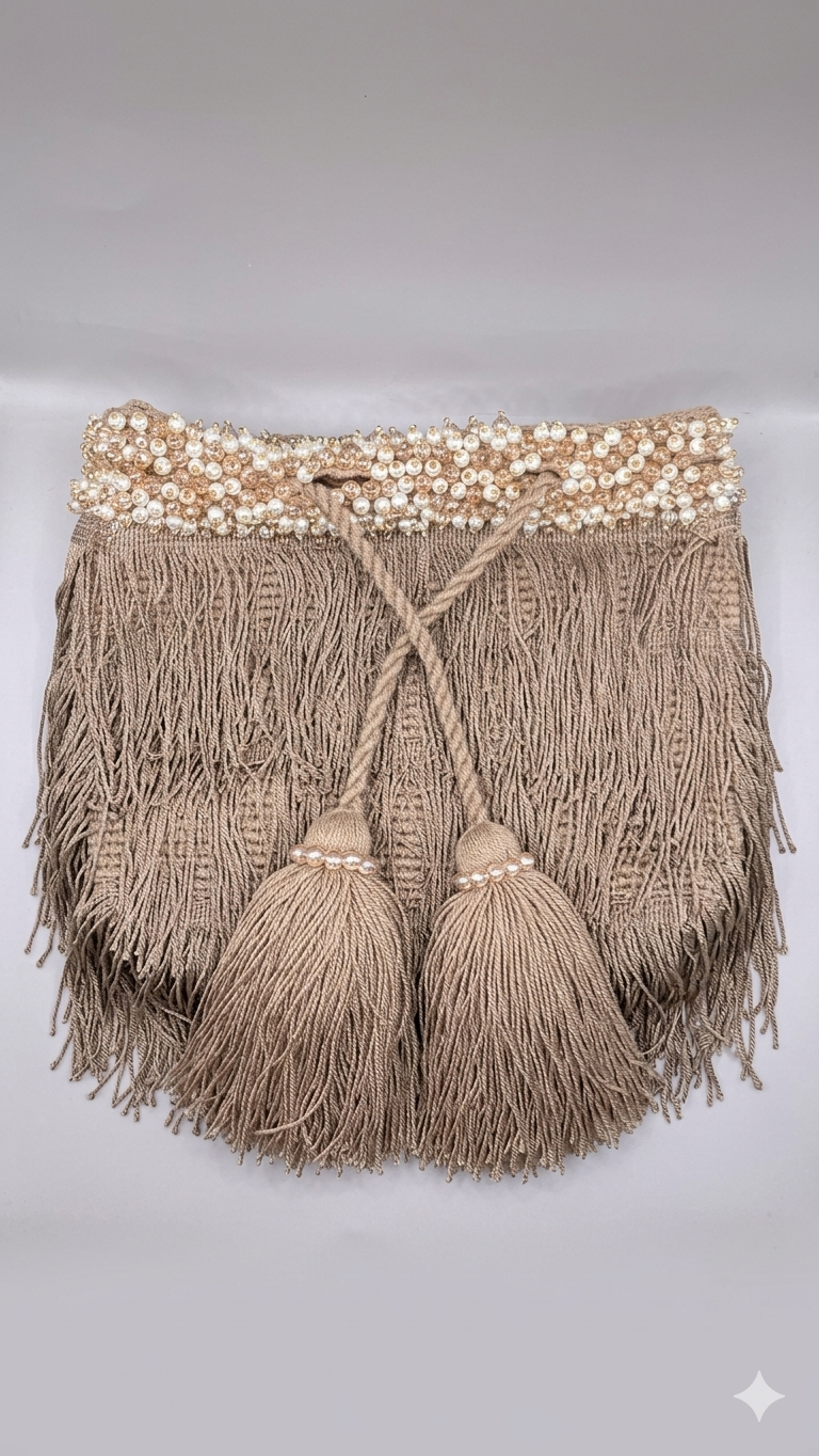 Golden Dune Fringe Bucket Bag