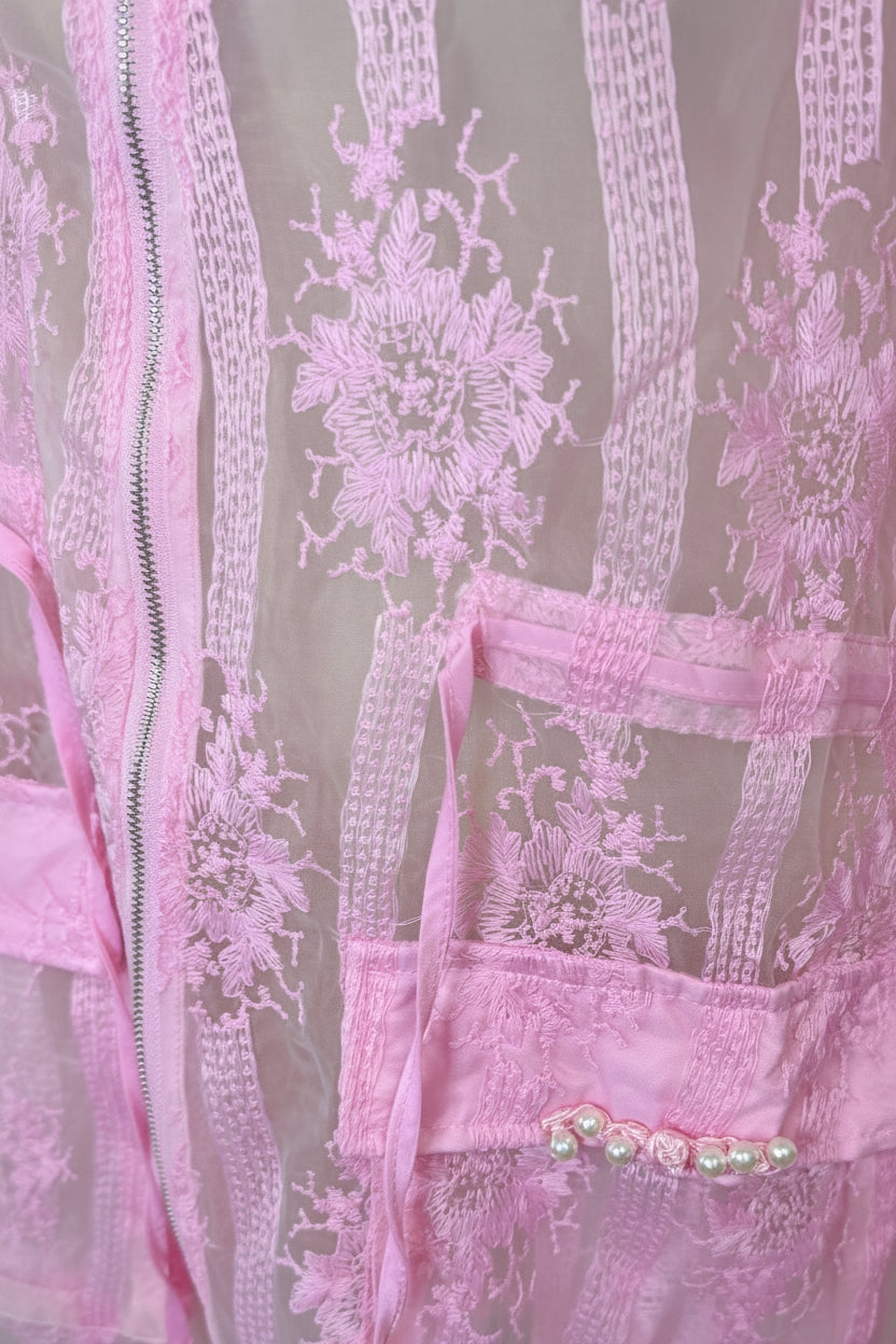 Blush Reverie Lace Duster Jacket