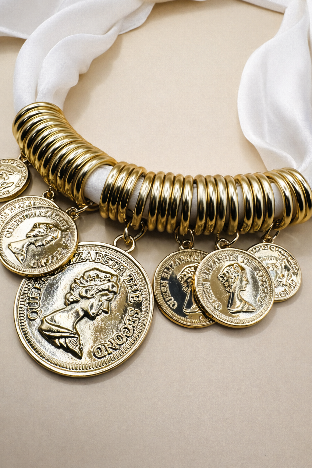 Aurelia Coin Scarf Necklace & Bracelet Set