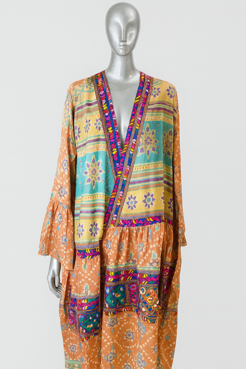 Bloom & Azure Kaftan & Beaded Clutch Set