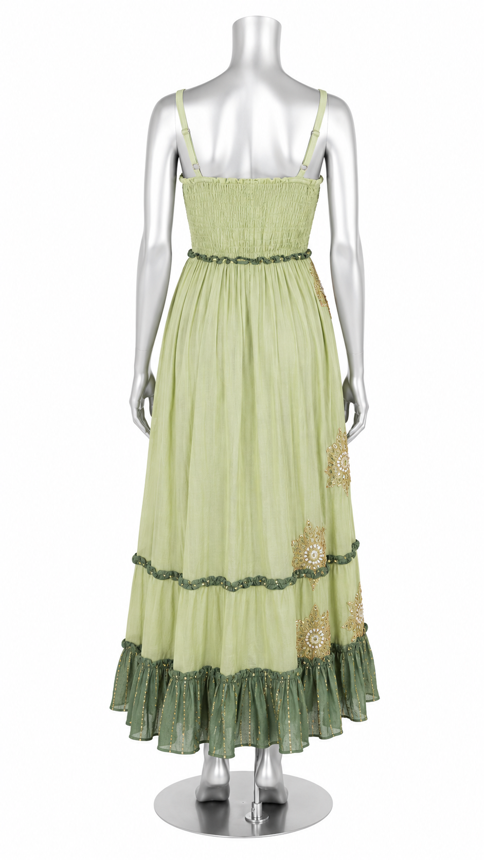 Sage Serenade Pearl Embellished Maxi Dress