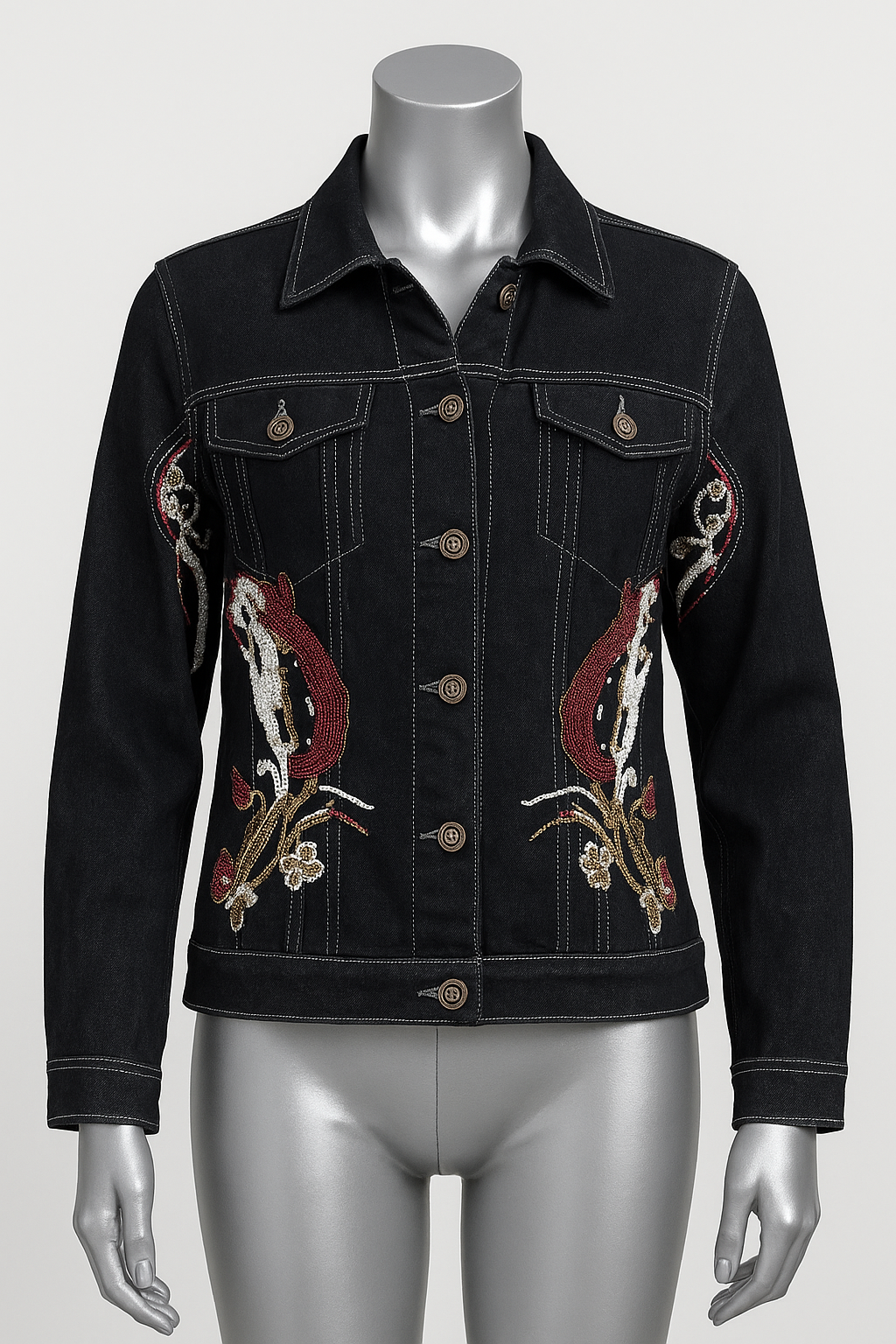 Ember Bloom Embroidered Denim Jacket