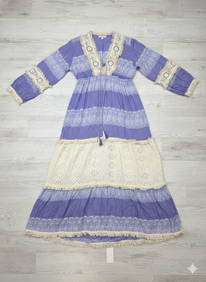 Lavender Lattice Kaftan Dress